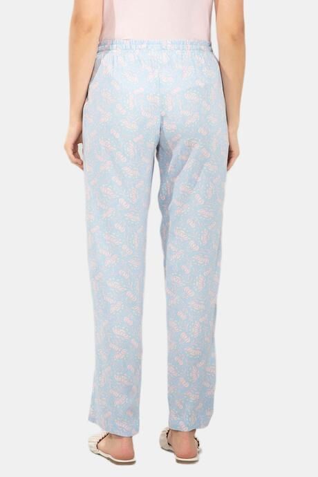 Amante Full Length Pyjama Bottom - Powder Blue Floral Print — image 3